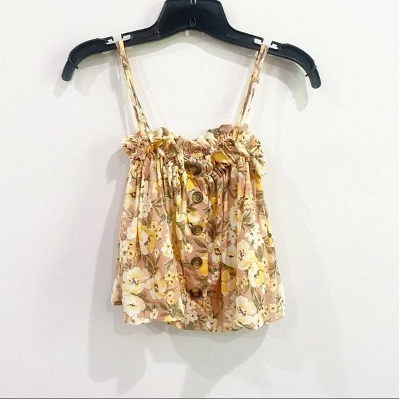 Sale 3/$20 | AE Printed Floral Button-Up Tube Top - Picture 1 of 9